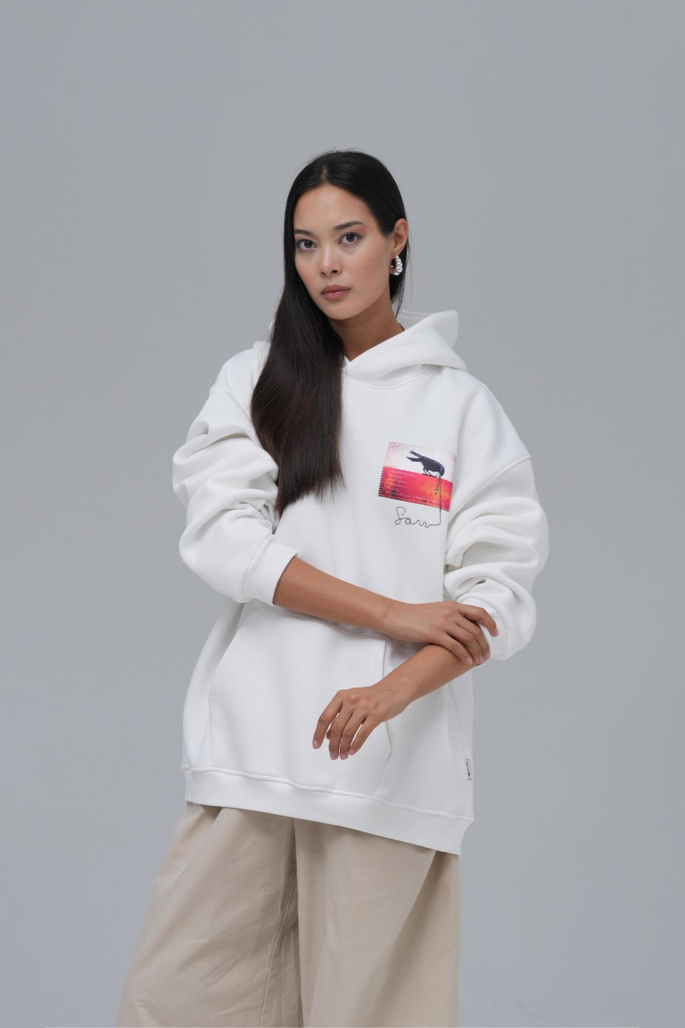 Crow Of Transformation Oversized Sweatshirt Off White