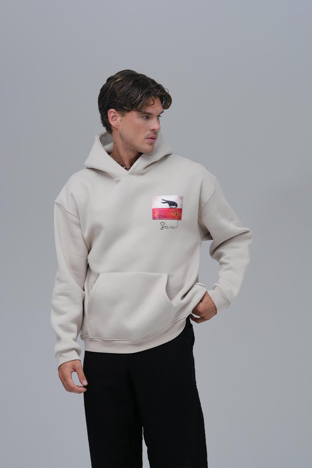 Crow of Transformation Oversize Sweatshirt Erkek Stone