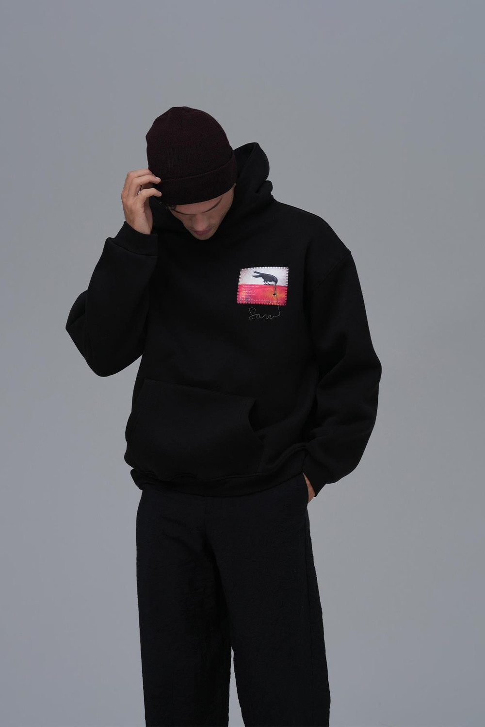 Crow of Transformation Oversize Sweatshirt Erkek Siyah