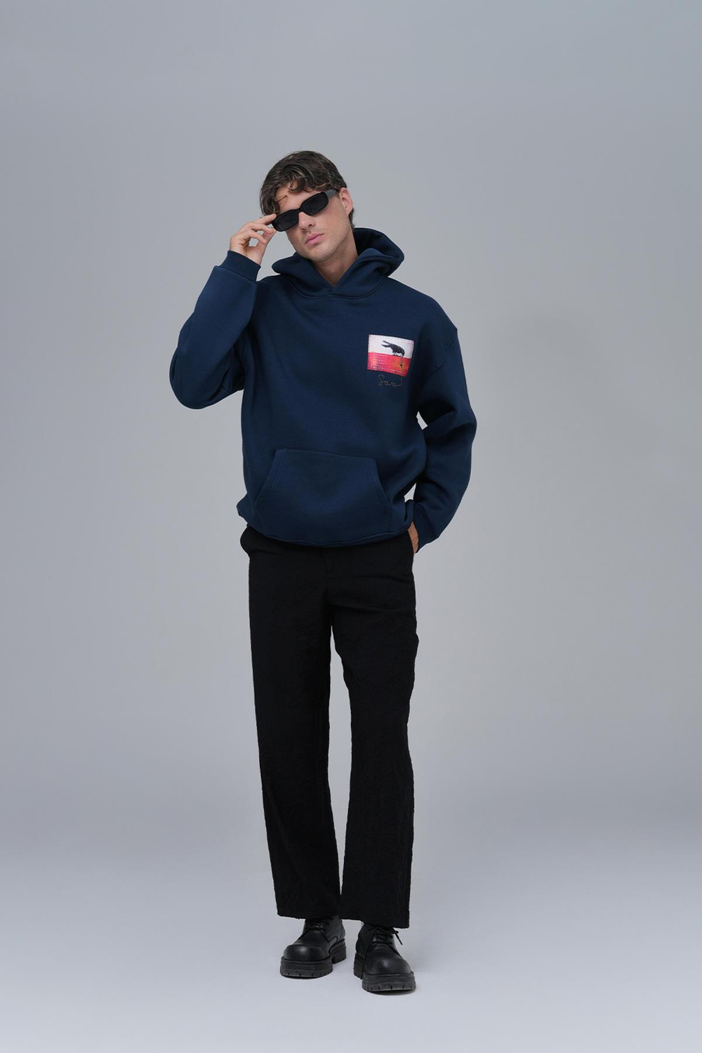 Crow of Transformation Oversize Sweatshirt Erkek İndigo
