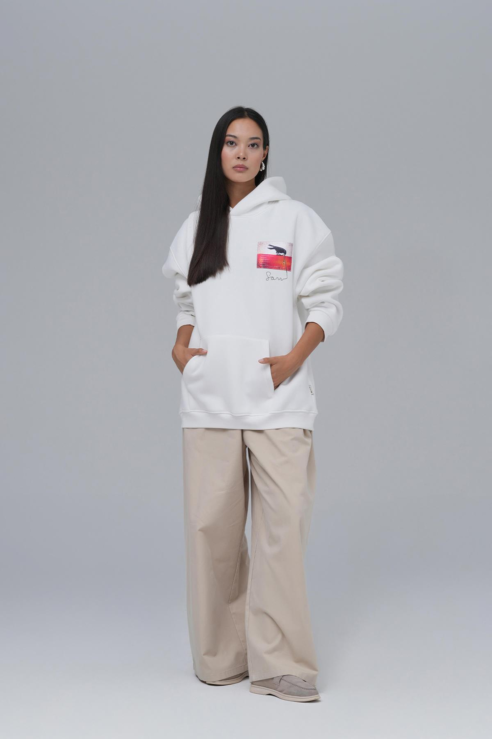 Crow Of Transformation Oversized Sweatshirt Off White