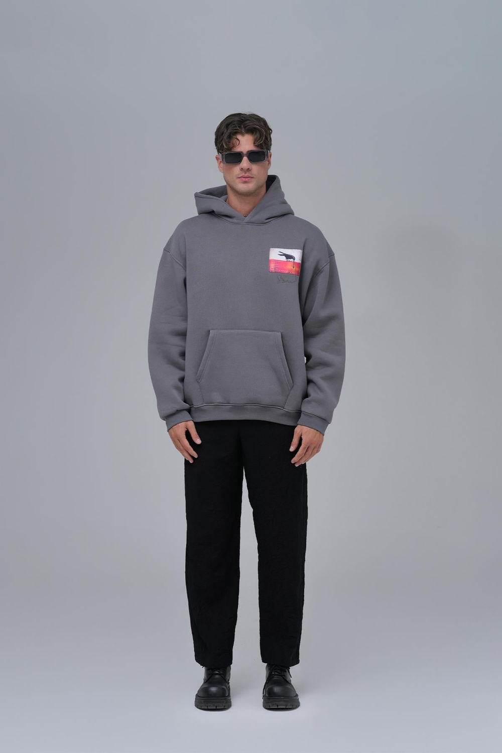 Crow of Transformation Oversize Sweatshirt Erkek Füme
