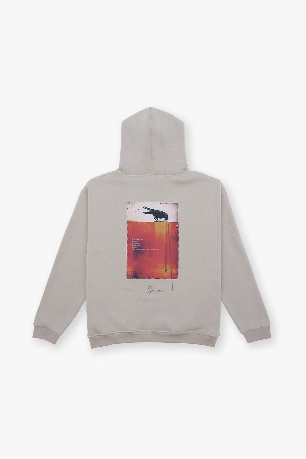 Crow of Transformation Oversize Sweatshirt Erkek Stone