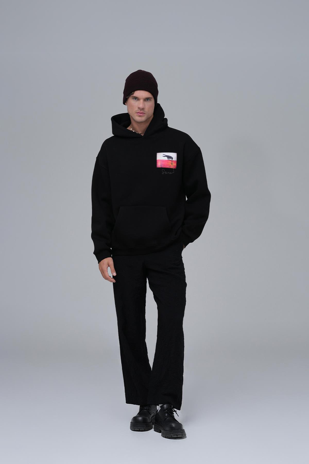 Crow of Transformation Oversize Sweatshirt Erkek Siyah