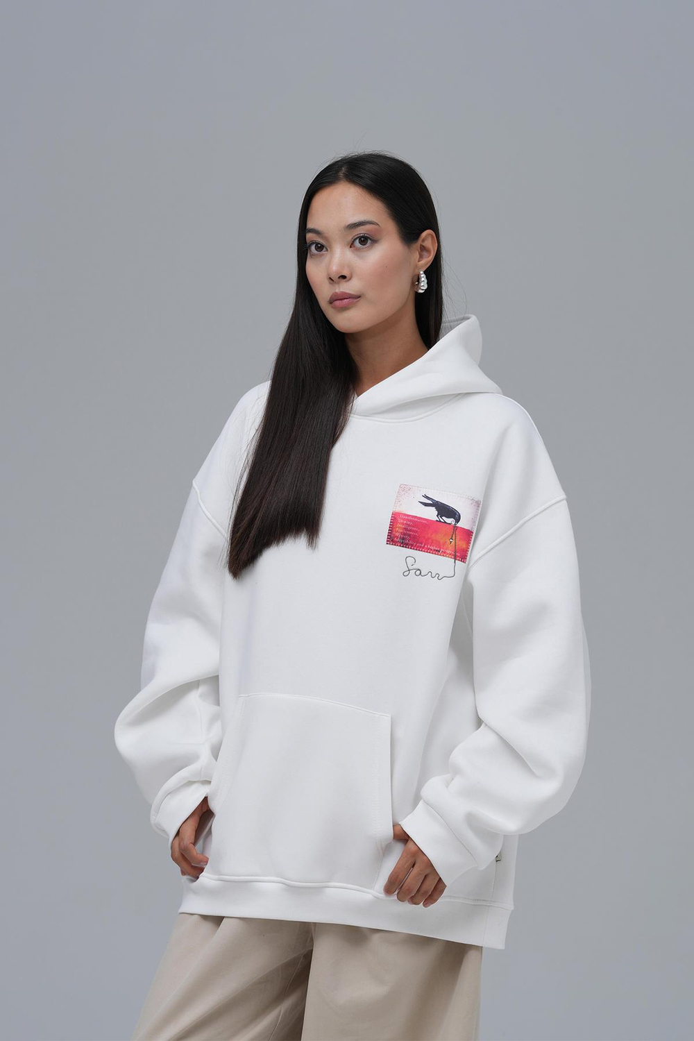 Crow Of Transformation Oversized Sweatshirt Off White