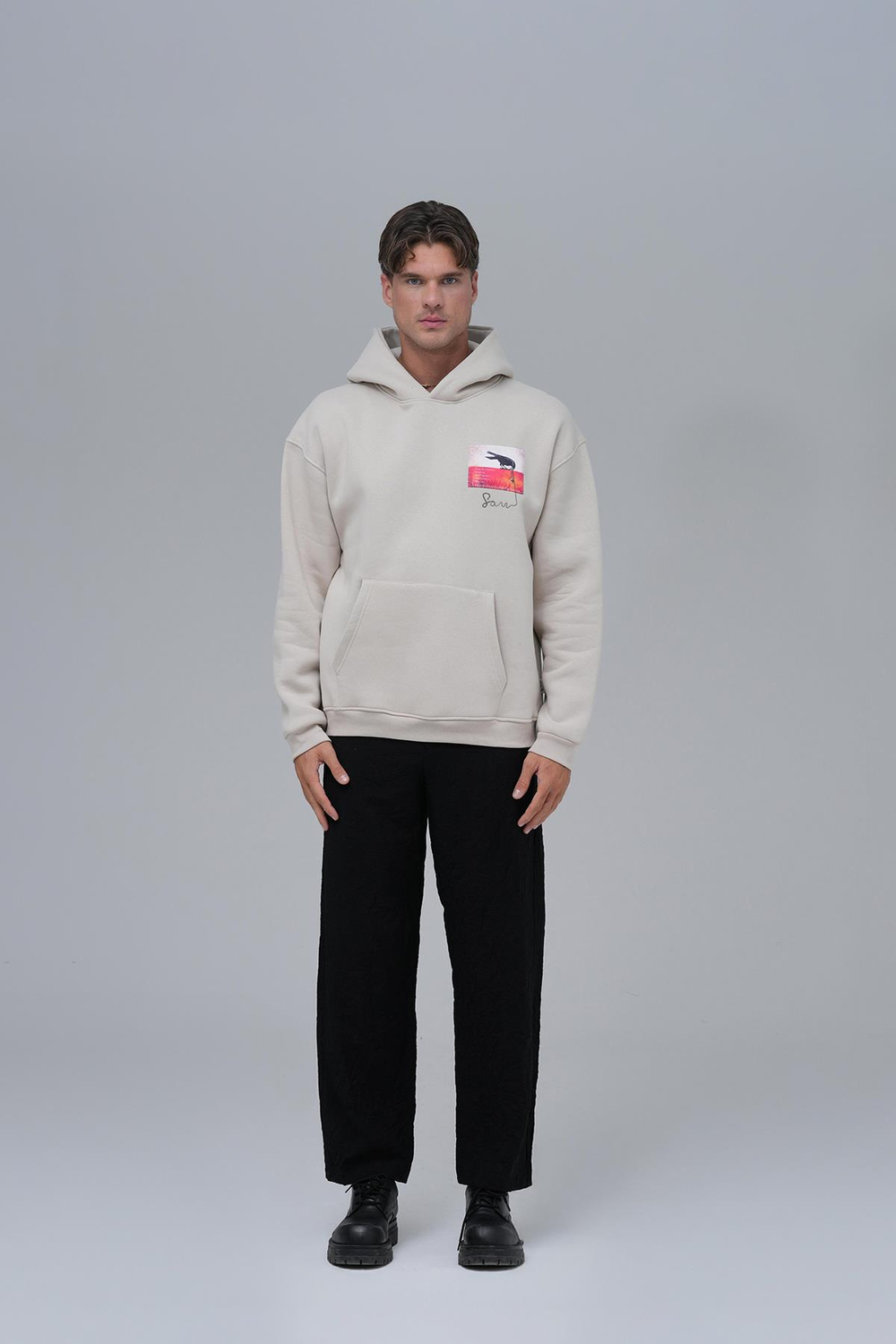 Crow of Transformation Oversize Sweatshirt Erkek Stone
