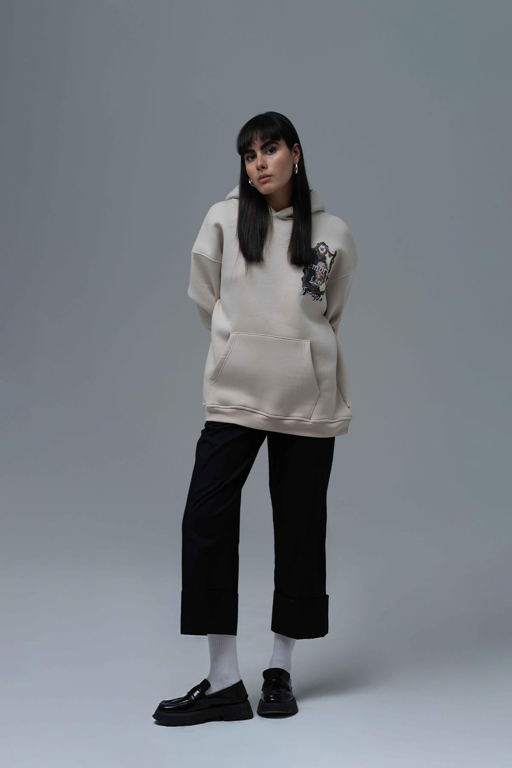 Eternal Frame Oversize Sweatshirt Kadın Stone