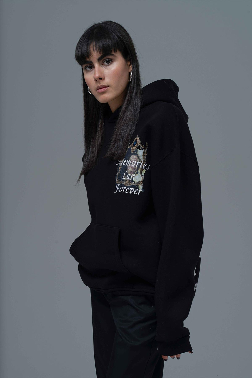 Eternal Frame Oversize Sweatshirt Kadın Siyah