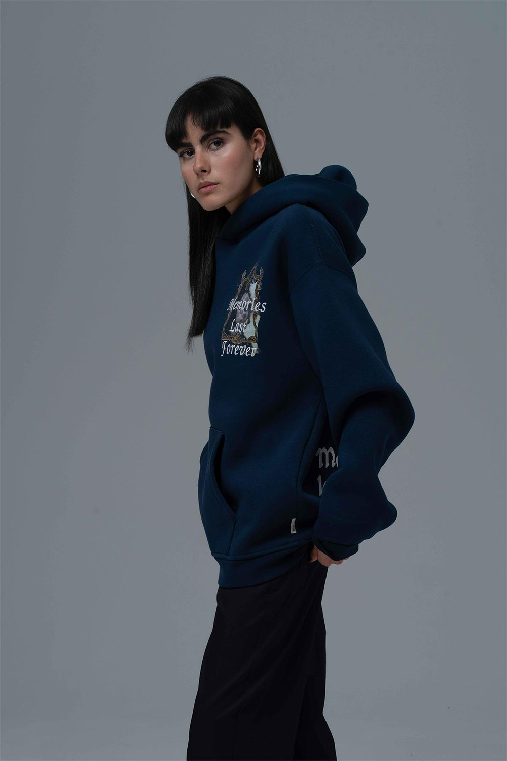Eternal Frame Oversize Sweatshirt Kadın İndigo