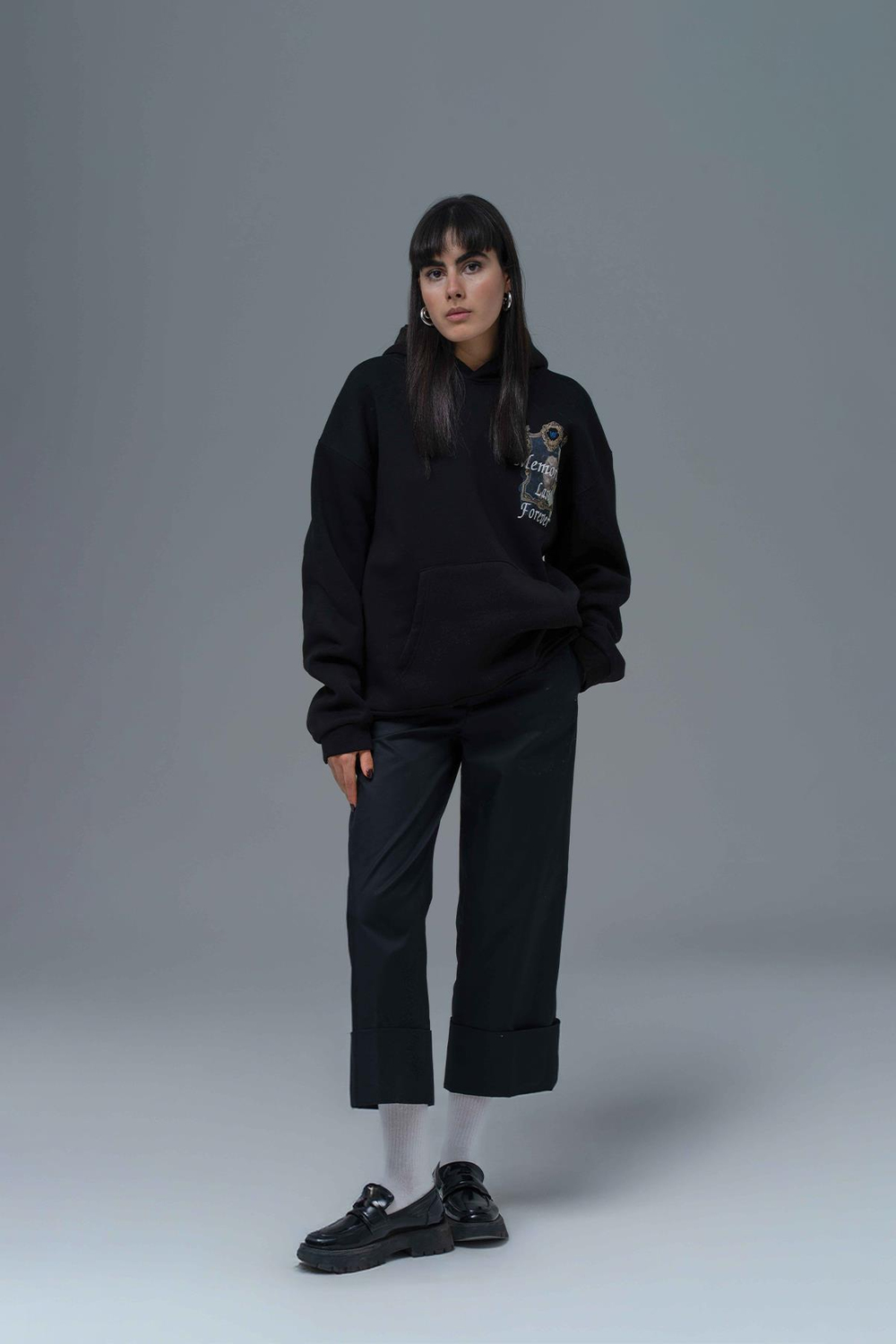 Eternal Frame Oversize Sweatshirt Kadın Siyah