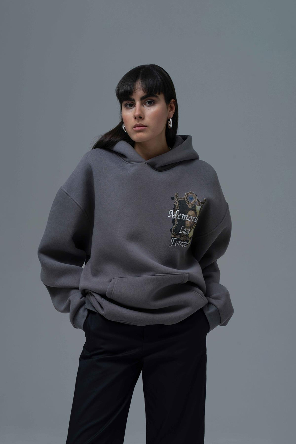 Eternal Frame Oversize Sweatshirt Kadın Füme