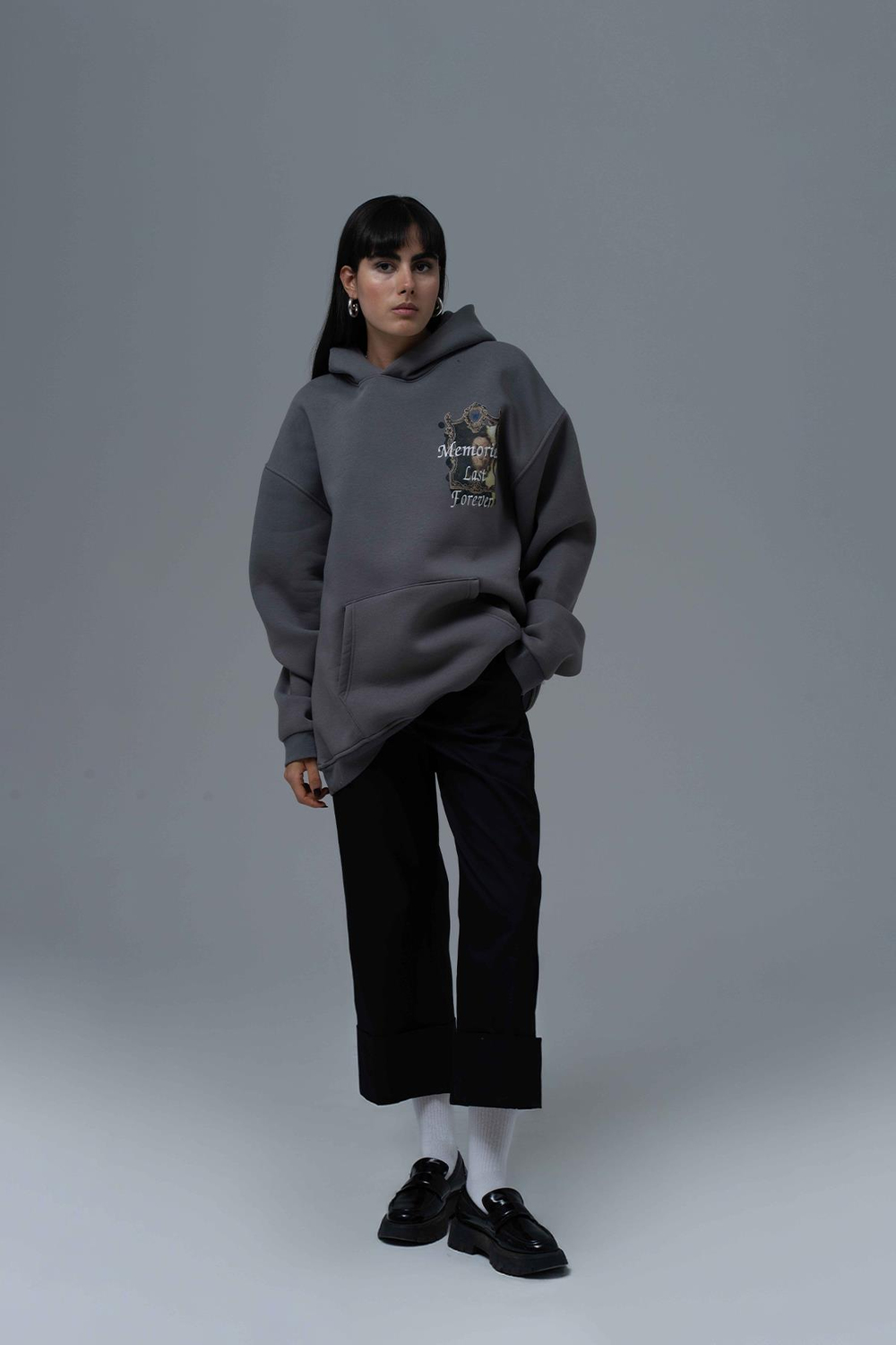 Eternal Frame Oversize Sweatshirt Kadın Füme