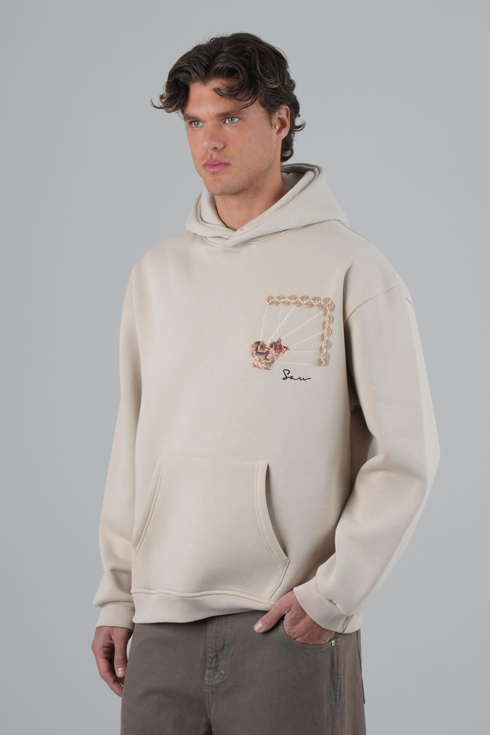Heritage Threads Oversize Sweatshirt Erkek Stone