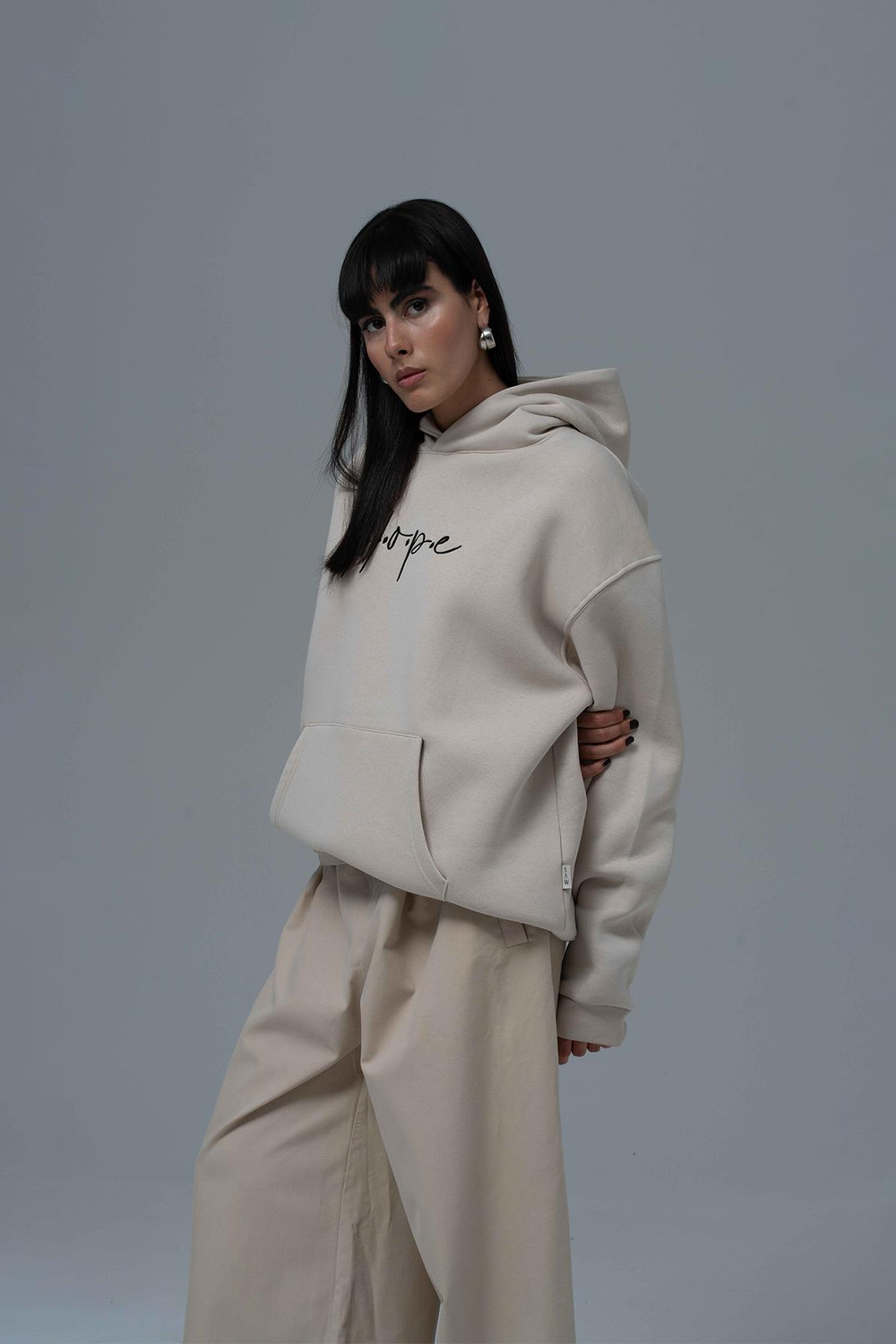 Hope Oversize Sweatshirt Kadın Stone