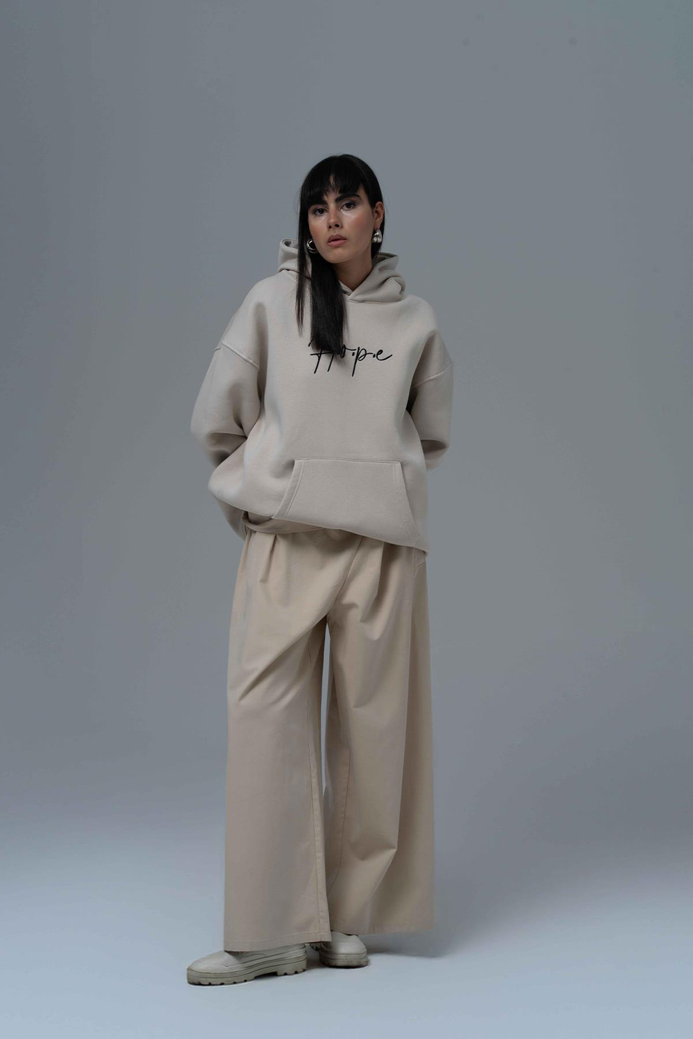 Hope Oversize Sweatshirt Kadın Stone