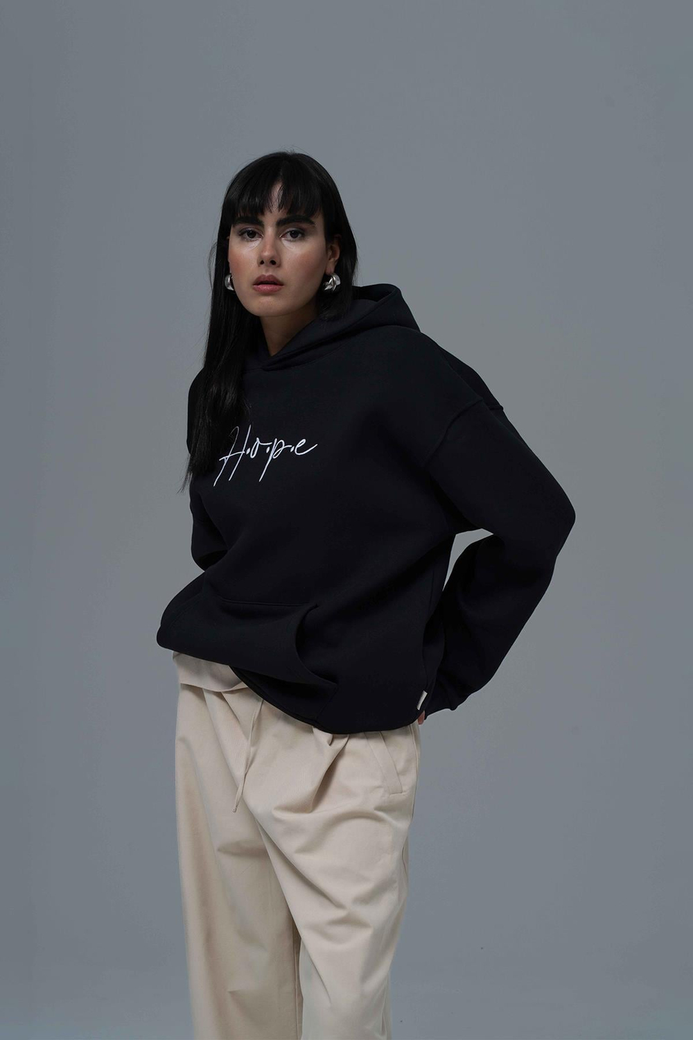 Hope Oversize Sweatshirt Kadın Siyah