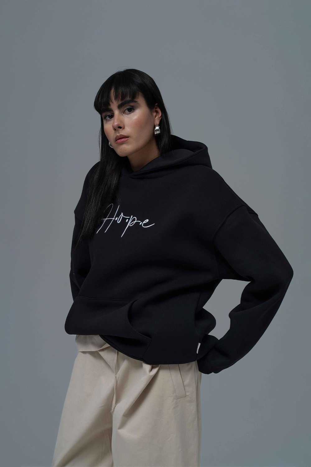 Hope Oversize Sweatshirt Kadın Siyah