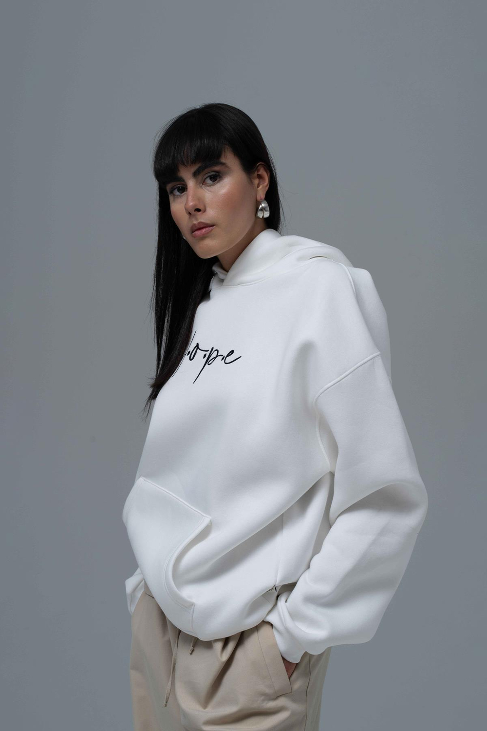 Hope Oversize Sweatshirt Kadın Ekru