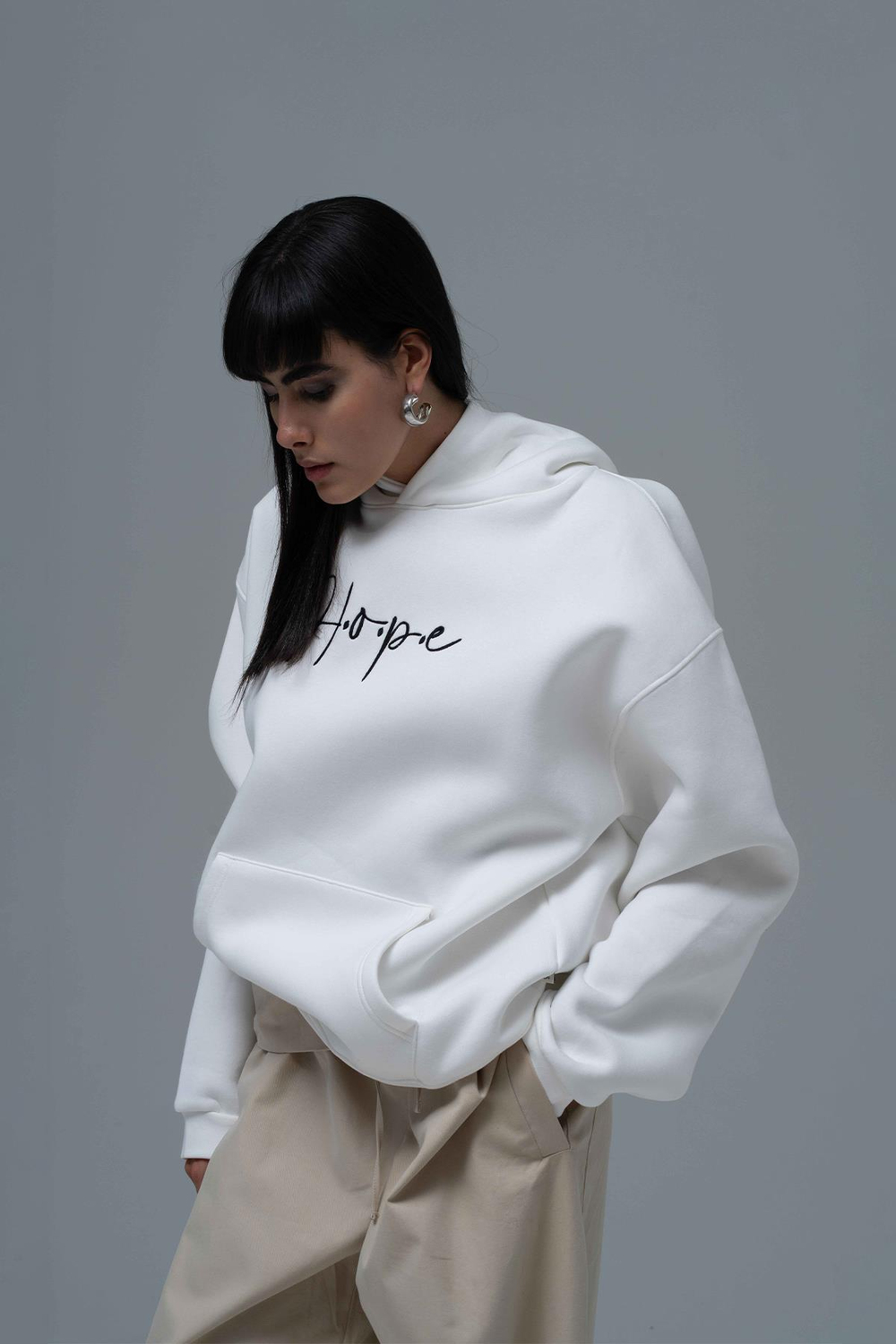 Hope Oversize Sweatshirt Kadın Ekru