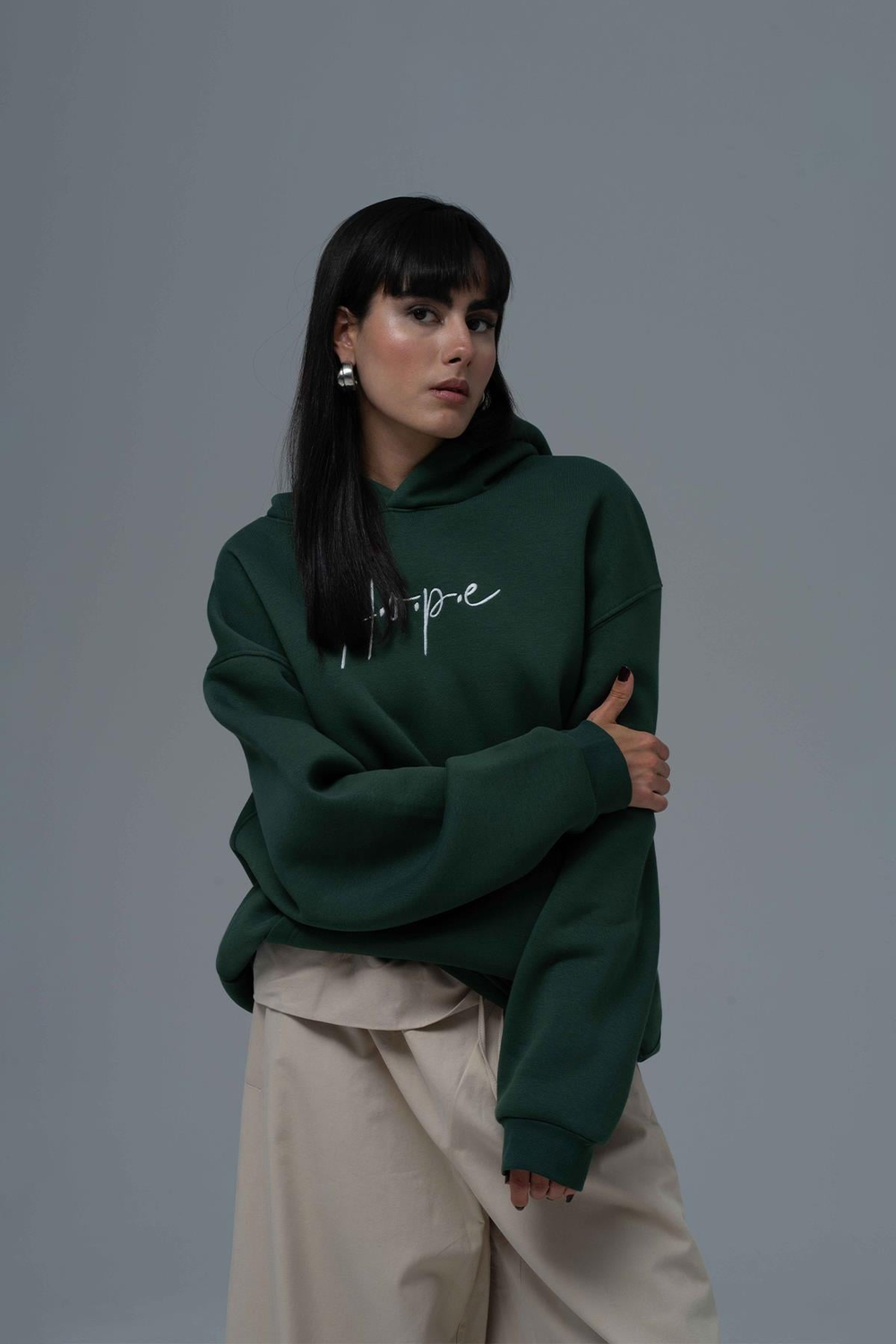 Hope Oversize Sweatshirt Kadın Yeşil