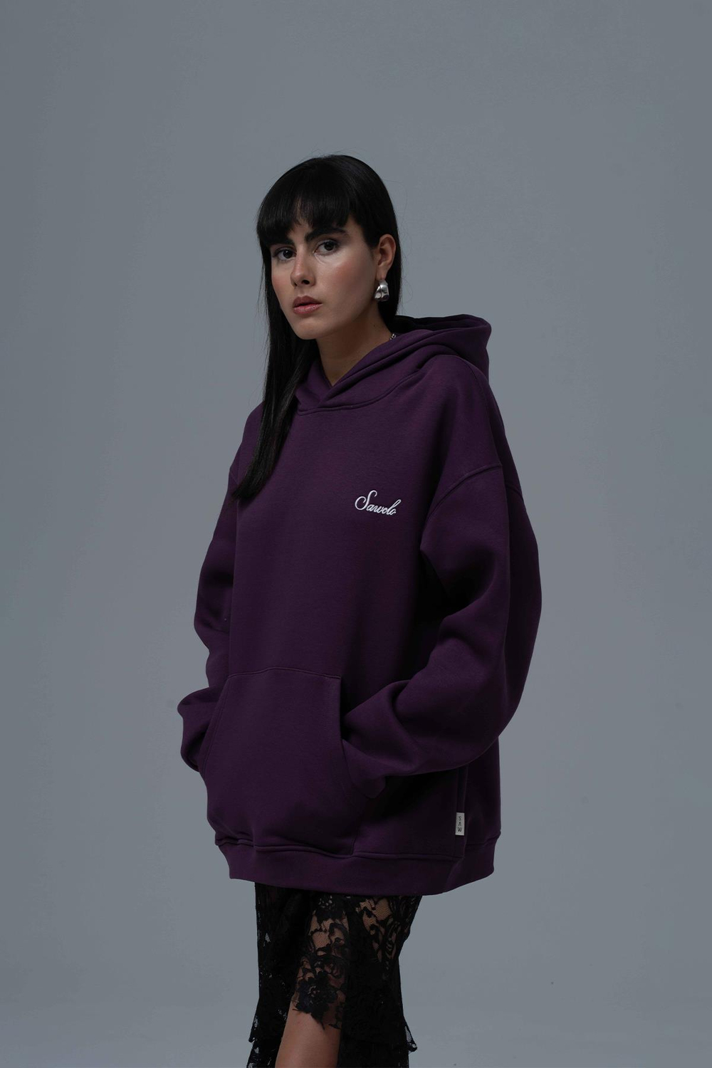 Loneliness Is a Choice Oversize Sweatshirt Kadın Mor