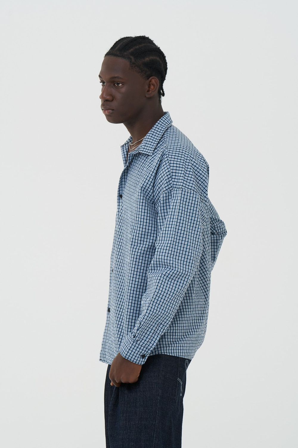 Madras Check Oversize Erkek Gömlek İndigo