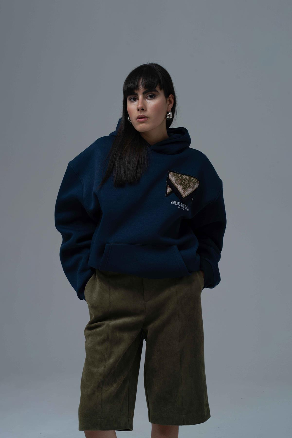 Memories Never Die Oversize Sweatshirt Kadın İndigo