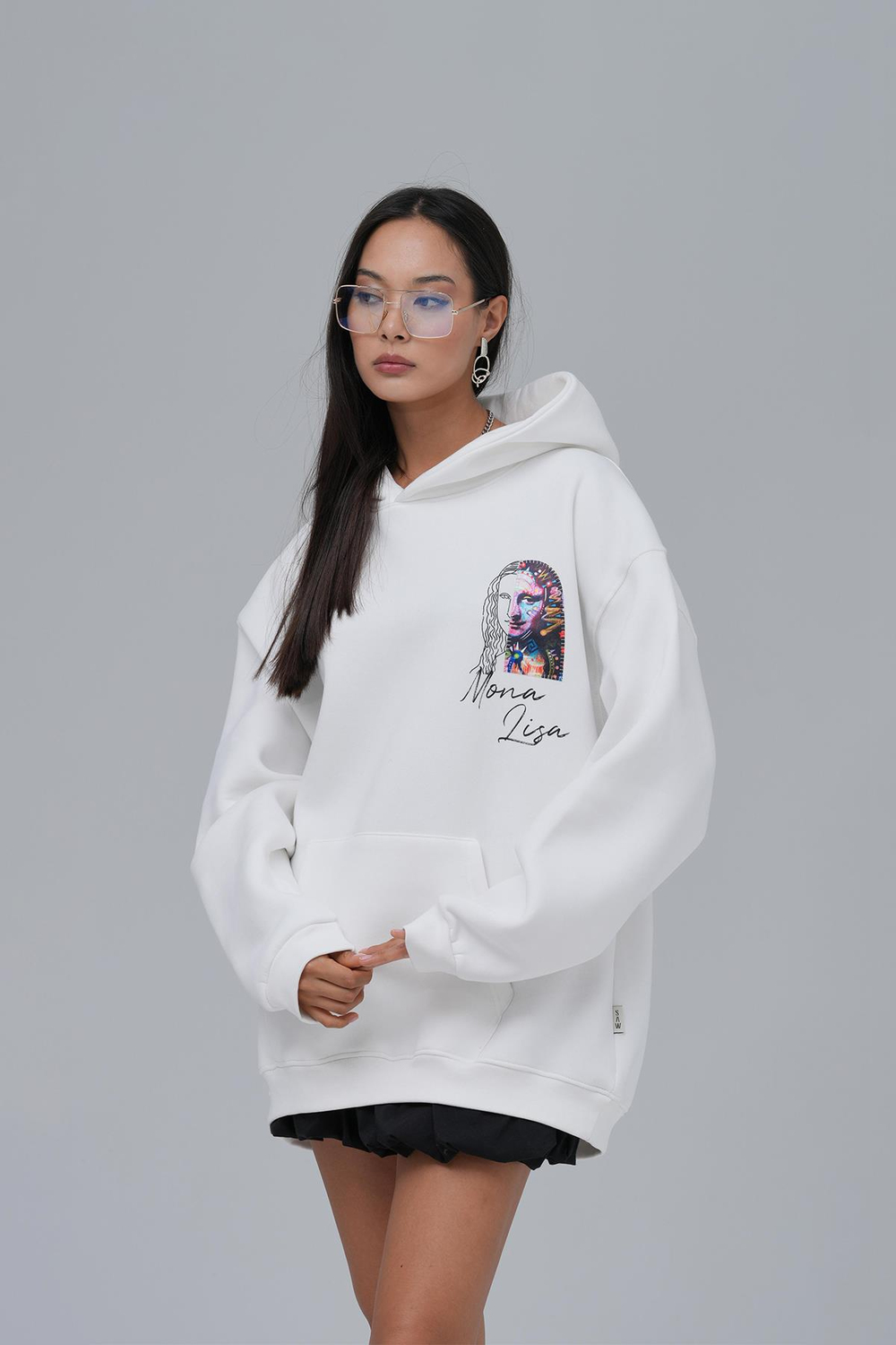 Mona Lisa Shooting Star Oversize Sweatshirt Kadın Ekru