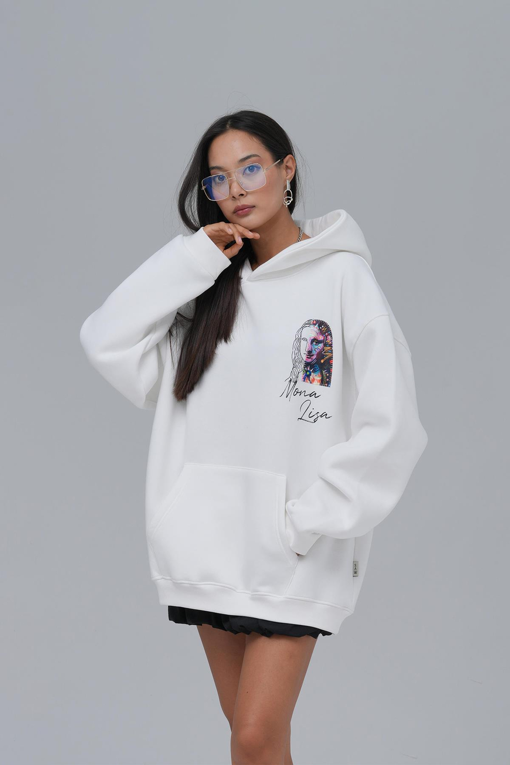 Mona Lisa Shooting Star Oversize Sweatshirt Kadın Ekru