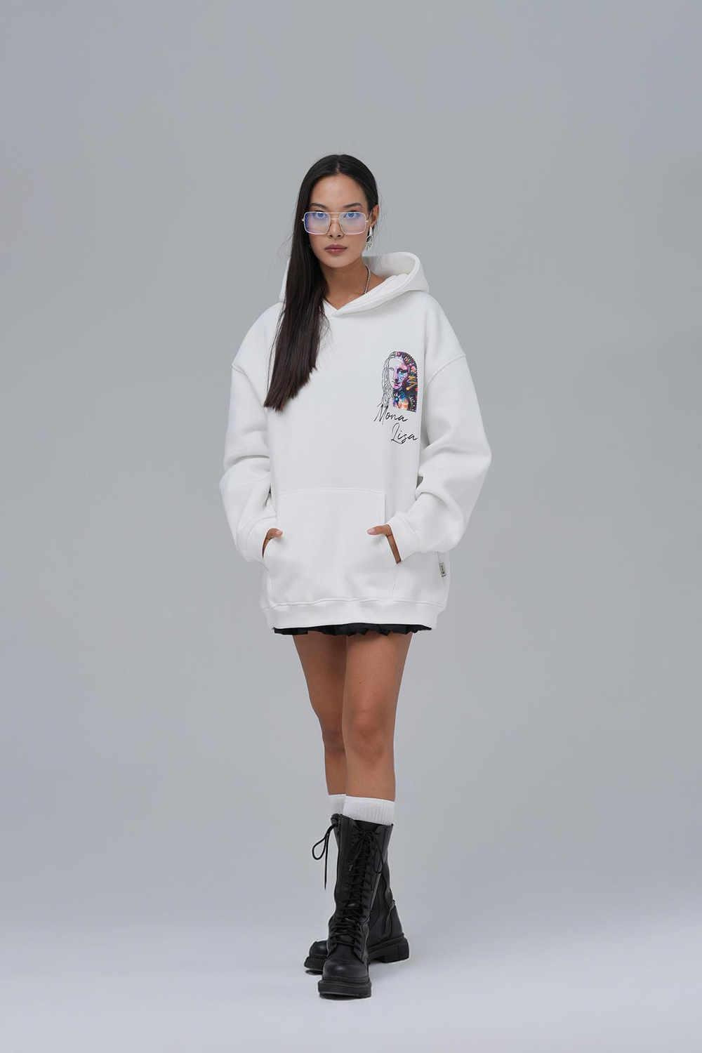 Mona Lisa Shooting Star Oversize Sweatshirt Kadın Ekru