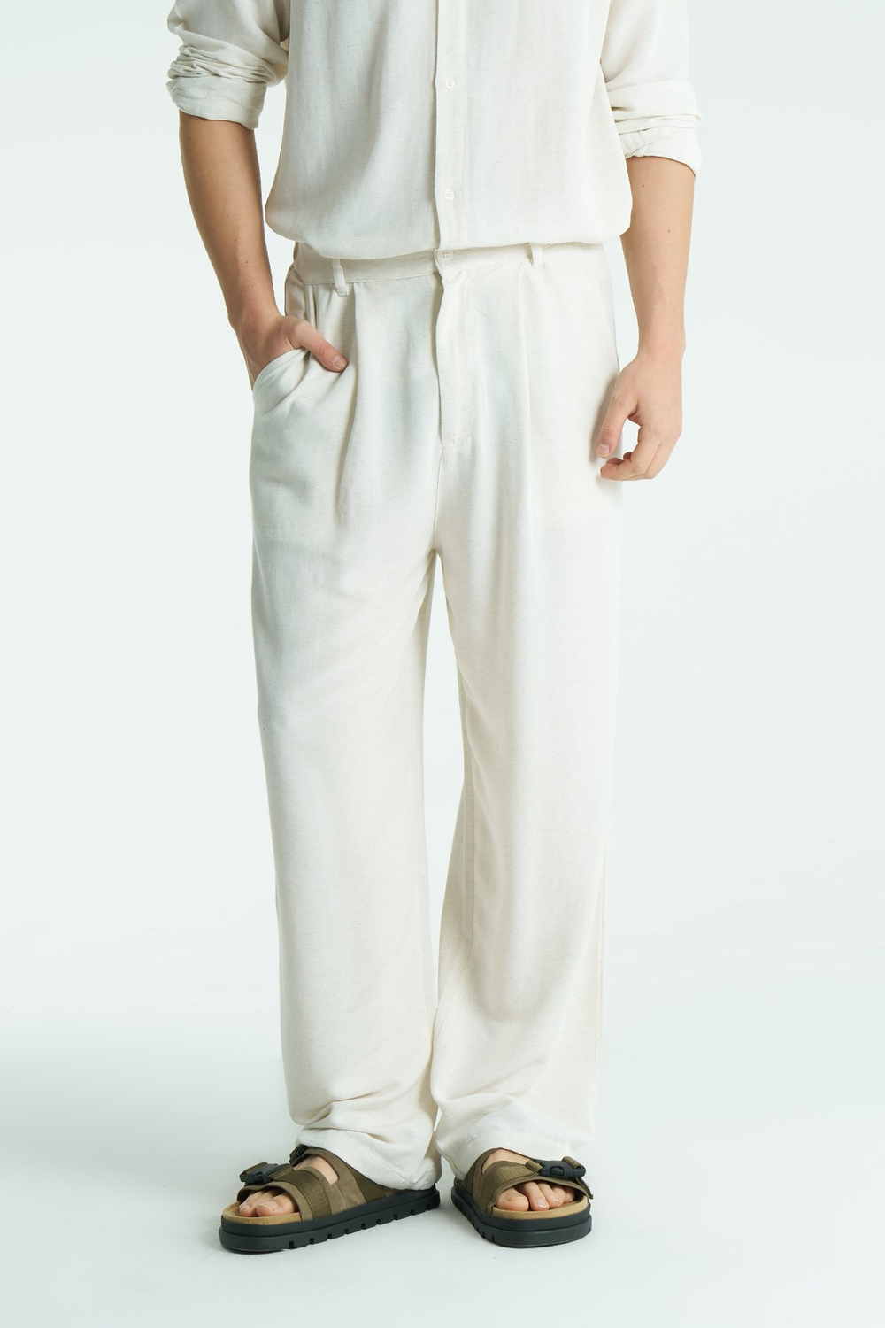 Mono Relaxed Fit Erkek Pantolon Ekru