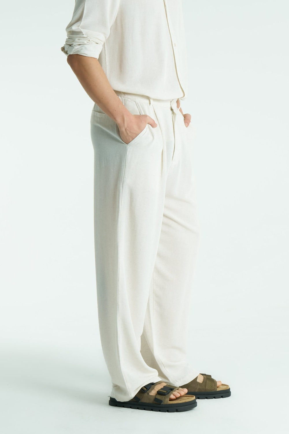 Mono Relaxed Fit Erkek Pantolon Ekru