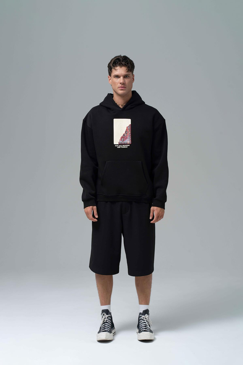 Not All Wounds Are Visible Oversize Sweatshirt Erkek Siyah