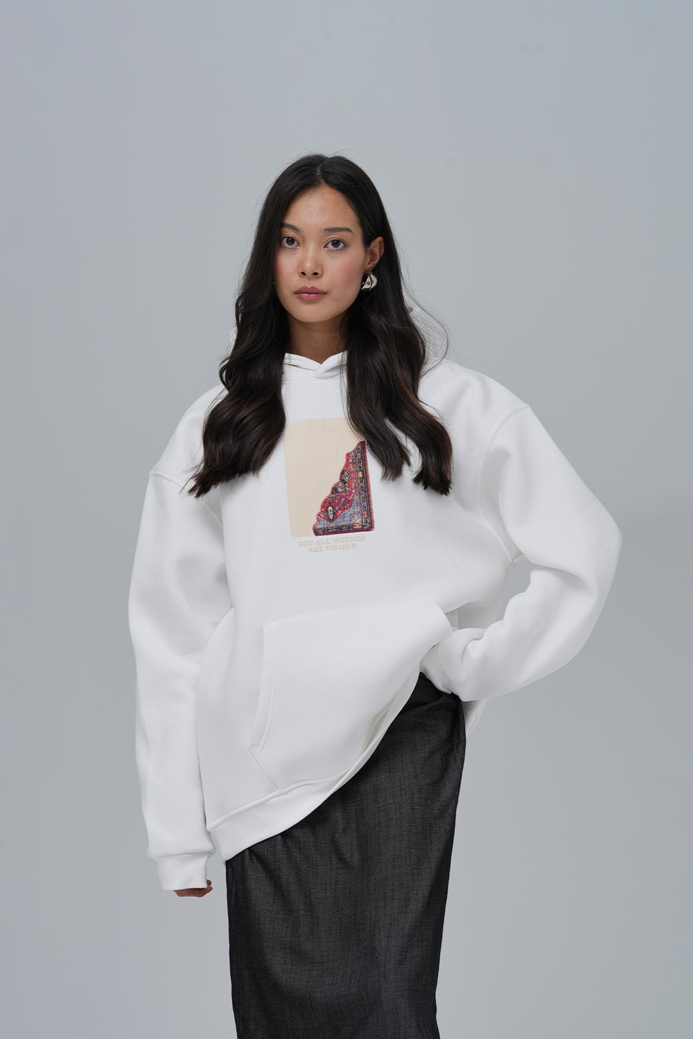 Not All Wounds Are Visible Oversize Sweatshirt Kadın Ekru