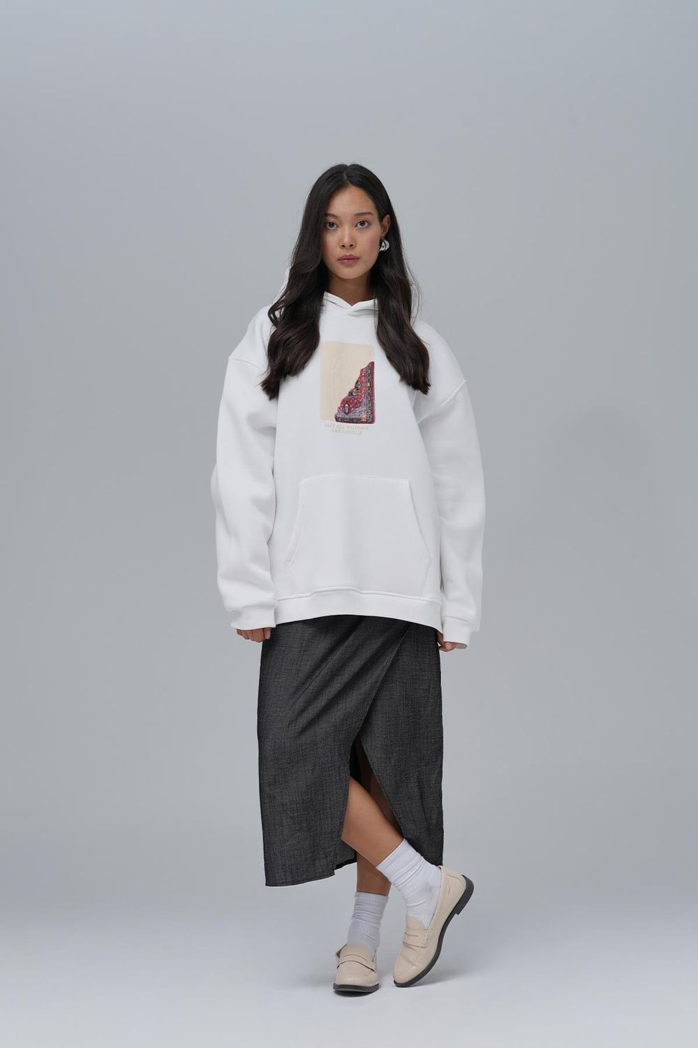 Not All Wounds Are Visible Oversize Sweatshirt Kadın Ekru