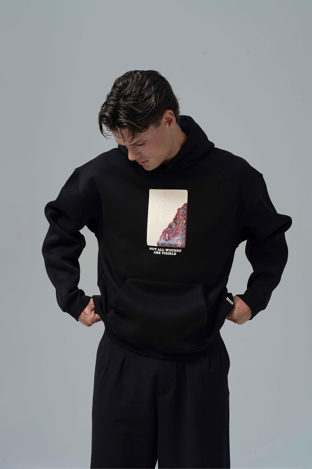 Not All Wounds Are Visible Oversize Sweatshirt Erkek Siyah