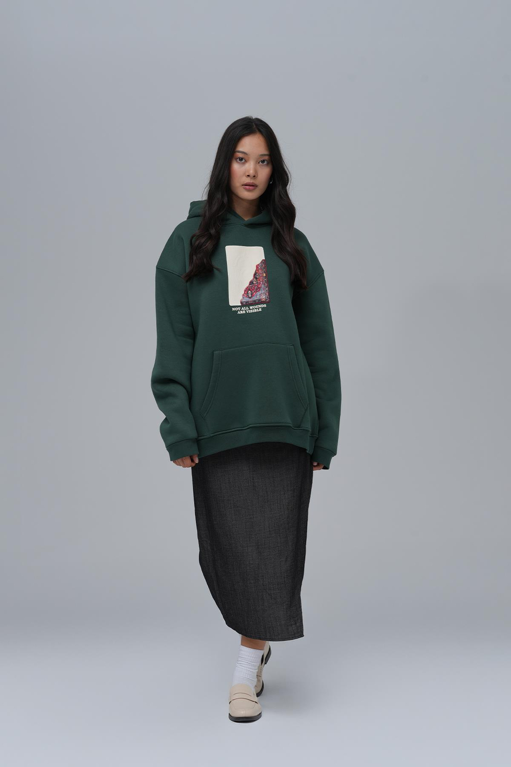 Not All Wounds Are Visible Oversize Sweatshirt Kadın Yeşil