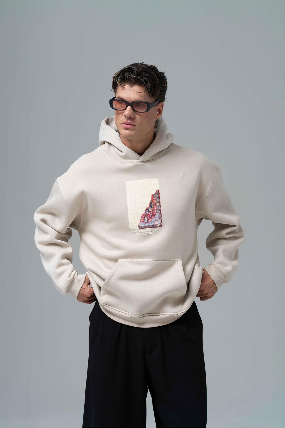Not All Wounds Are Visible Oversize Sweatshirt Erkek Stone