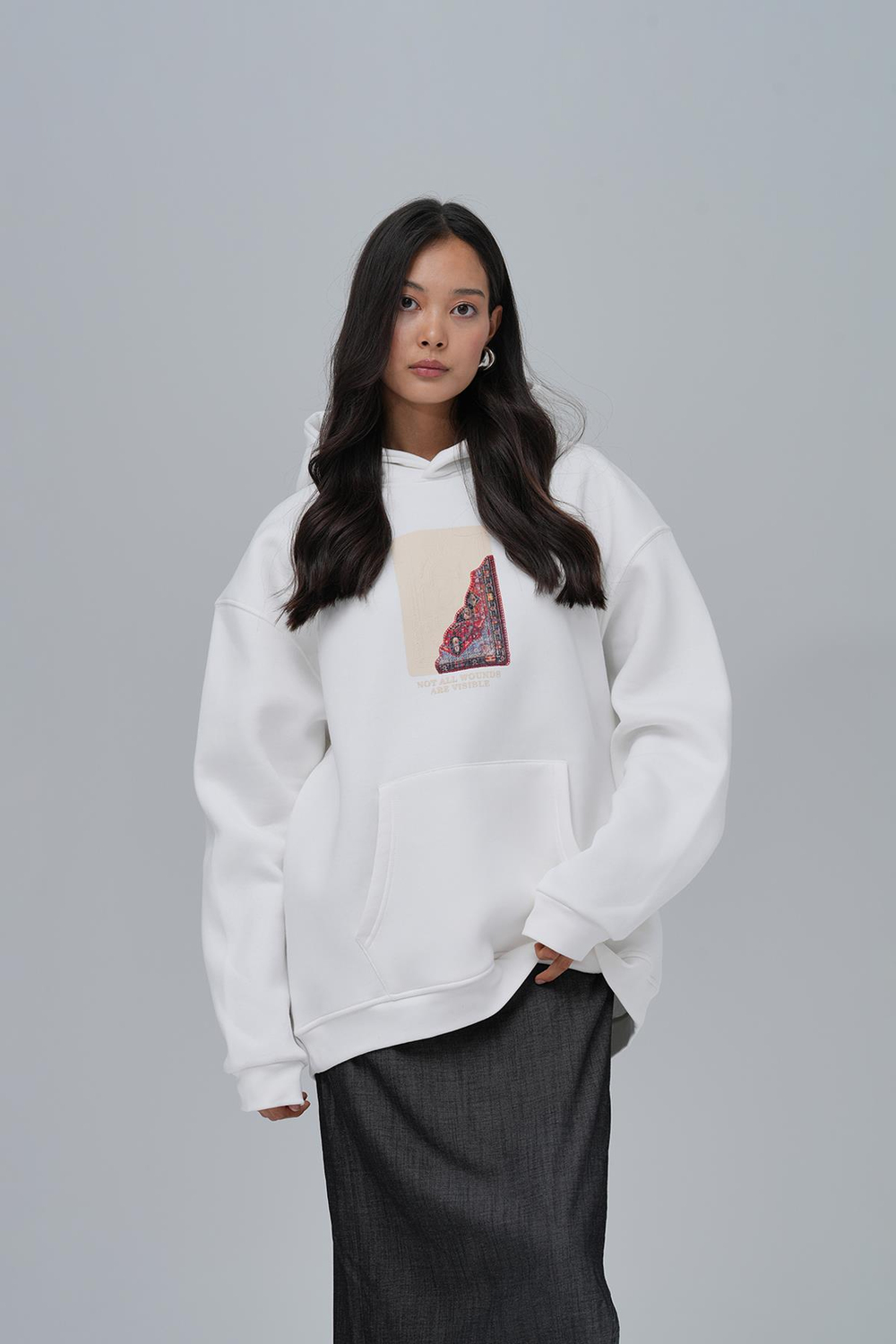Not All Wounds Are Visible Oversize Sweatshirt Kadın Ekru