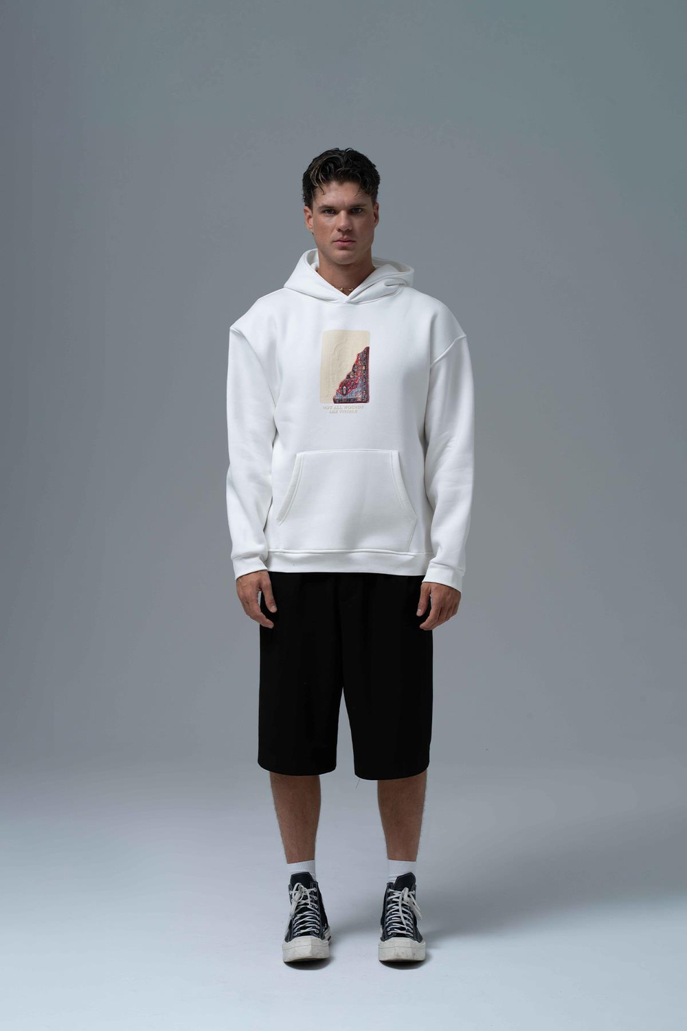 Not All Wounds Are Visible Oversize Sweatshirt Erkek Ekru