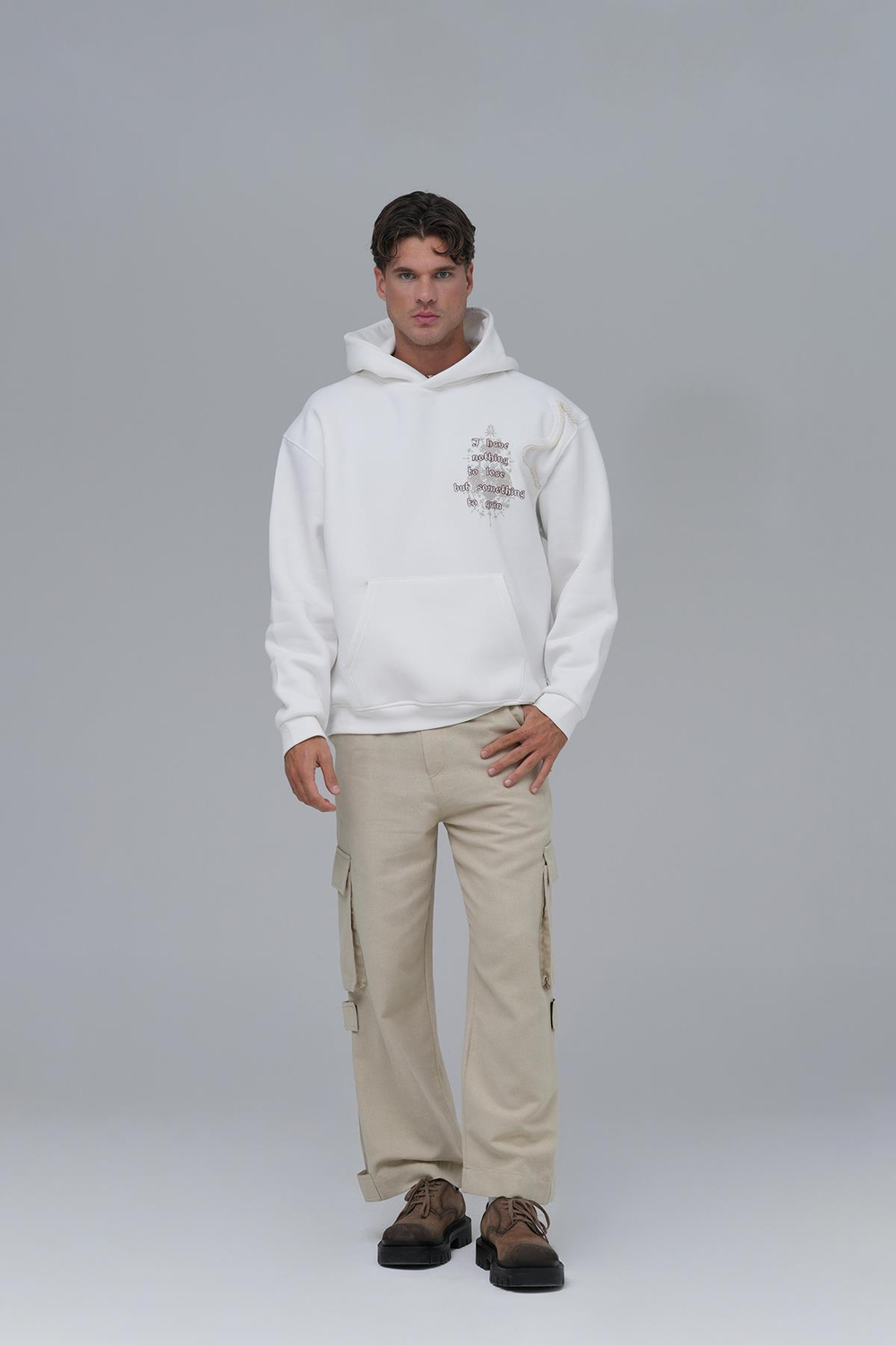 Nothing to Lose Oversize Sweatshirt Erkek Ekru