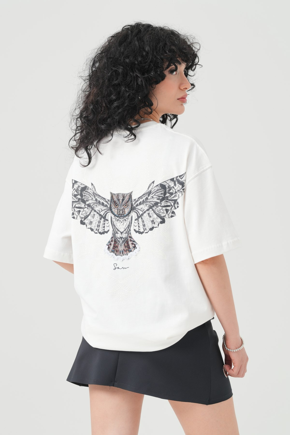 Owl Flight Oversized T-Shirt Off White