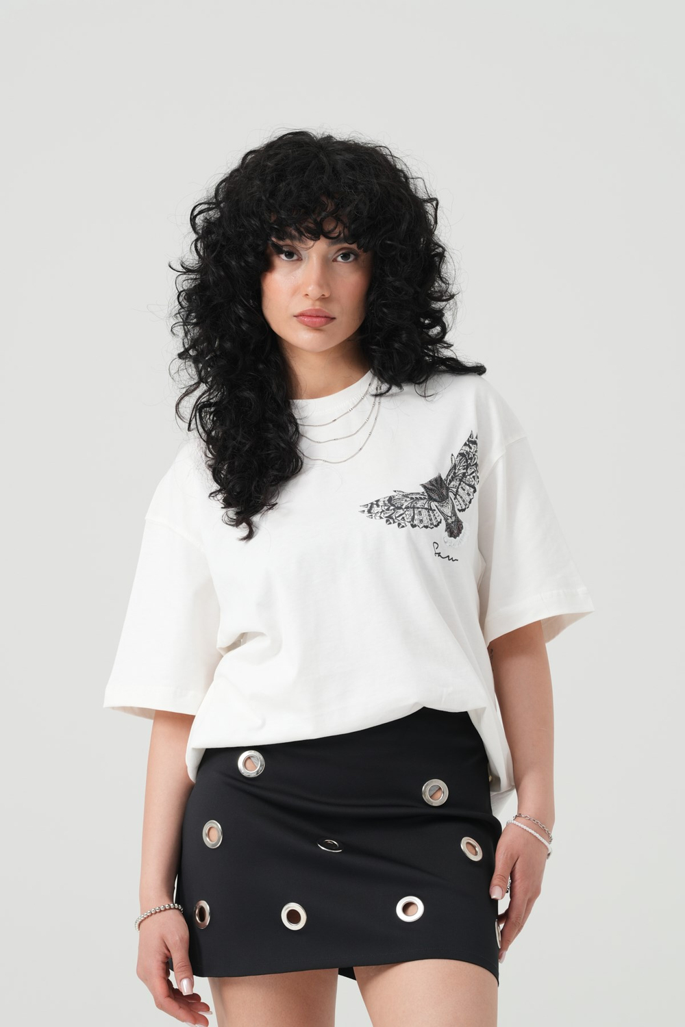 Owl Flight Oversized T-Shirt Off White