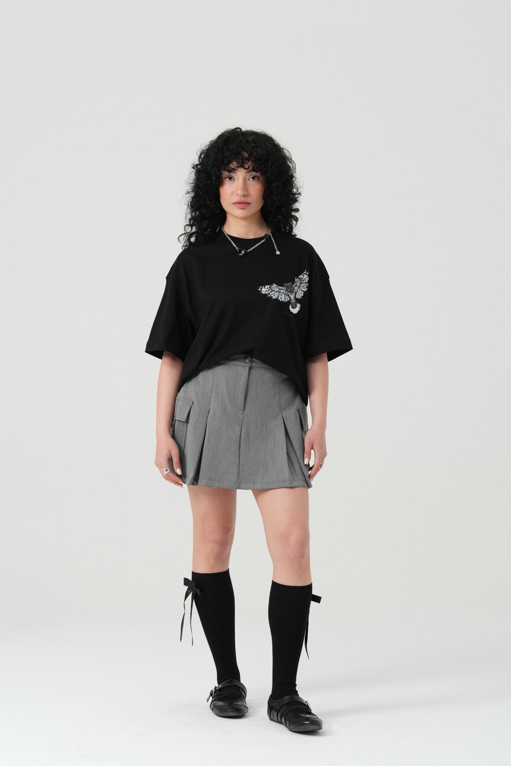 Owl Flight Oversized T-Shirt Black