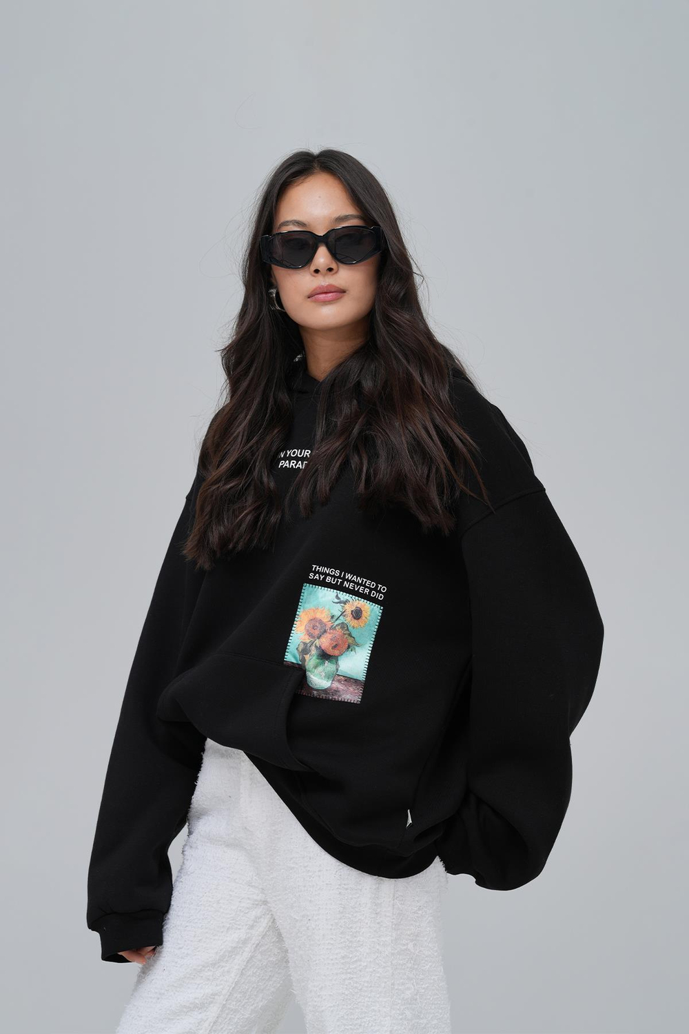 Paradise Within Oversize Sweatshirt Kadın Siyah