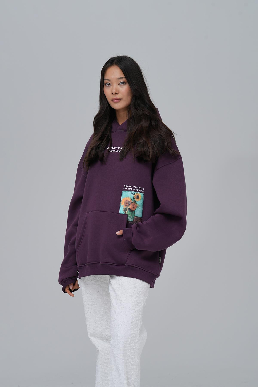 Paradise Within Oversize Sweatshirt Kadın Mor