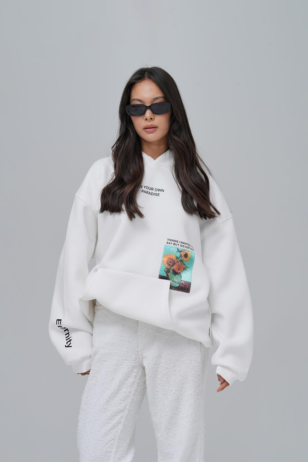 Paradise Within Oversize Sweatshirt Kadın Ekru