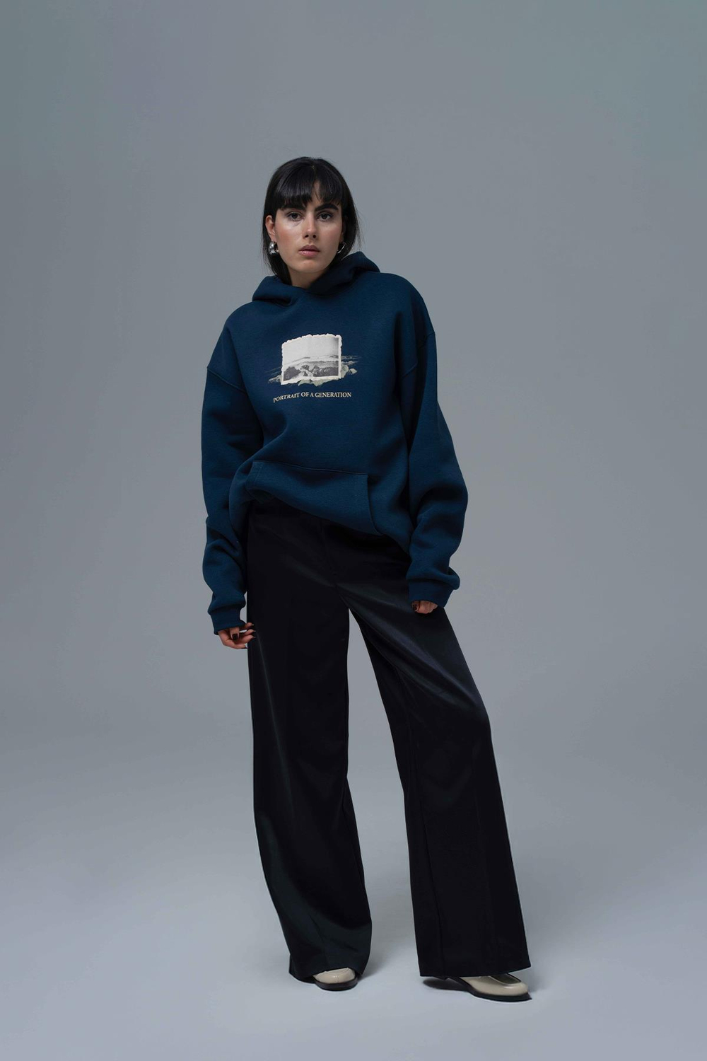 Portrait of a Generation Oversize Sweatshirt Kadın İndigo