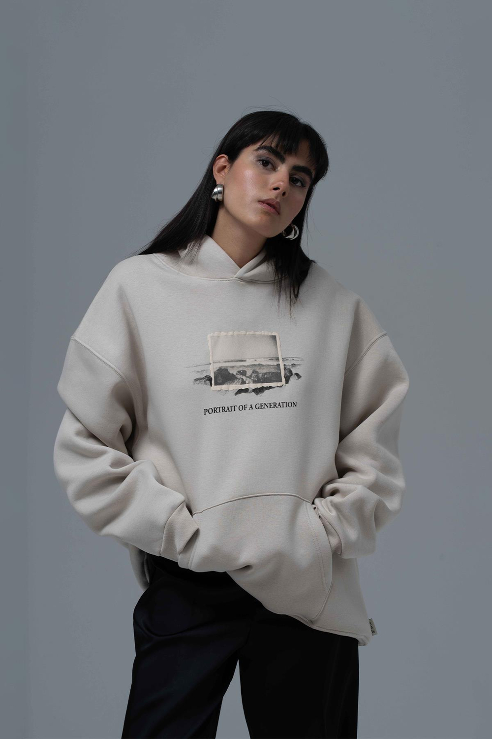 Portrait Of A Generation Oversized Sweatshirt Stone