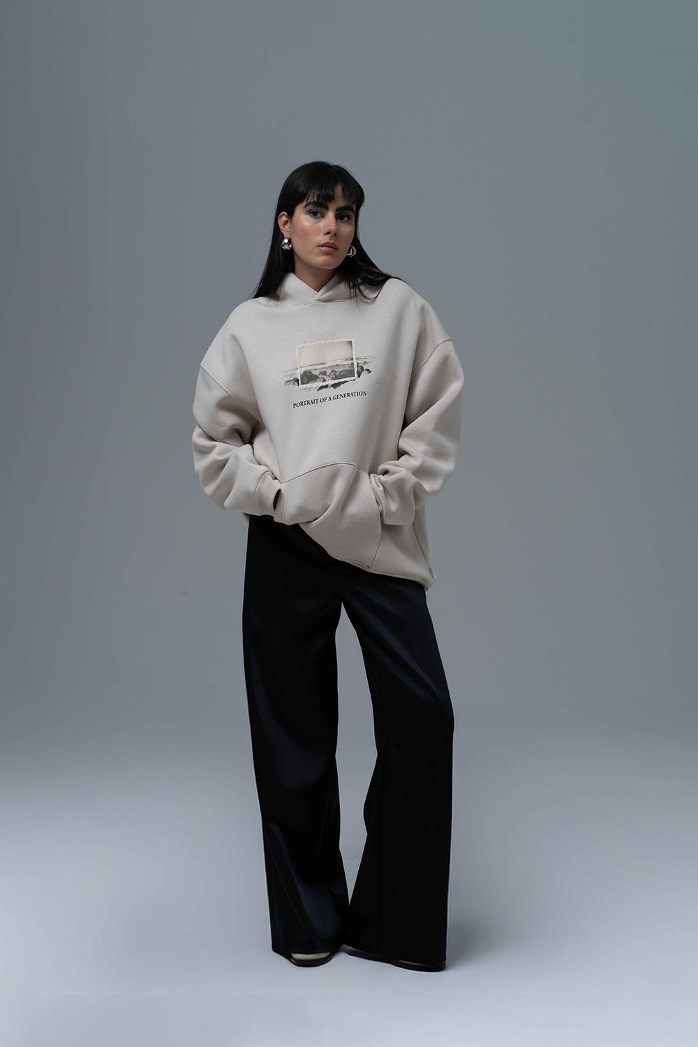 Portrait Of A Generation Oversized Sweatshirt Stone